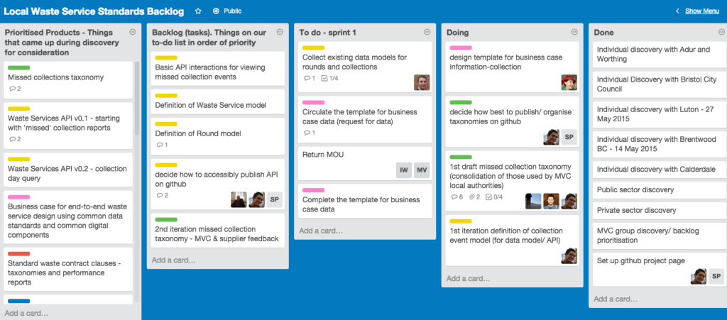 Waste Service Standards Trello Board V1